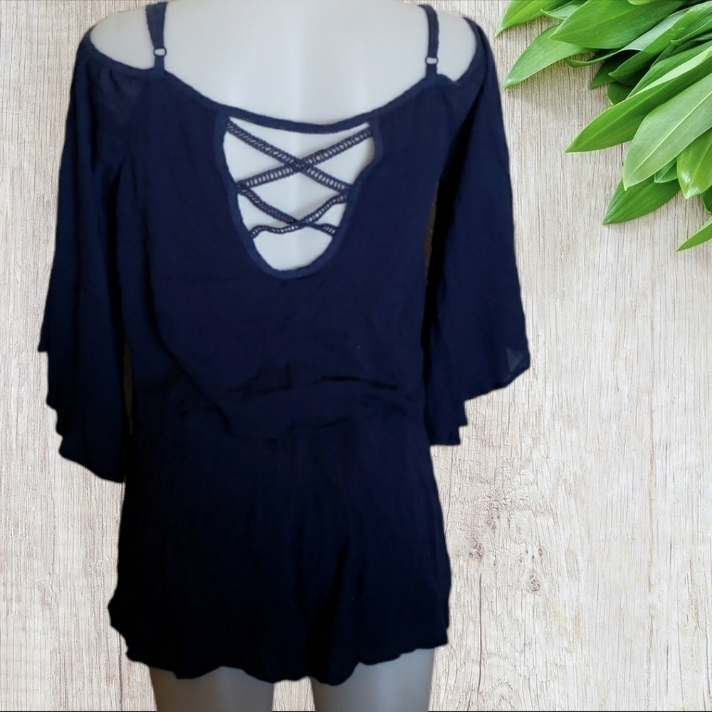 Fashion on Earth open back shorts romper navy size Large - Picture 2 of 5